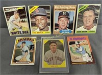 7 Baseball Cards. 1962 Warren Spahn, 1966 Lou