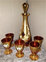 10 KT GOLD DECANTER AND GLASSES