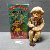 Vintage Bubble Blowing Monkey Battery Op Toy