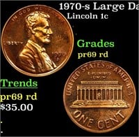 Proof 1970-s Large Date Lincoln Cent 1c Grades Gem