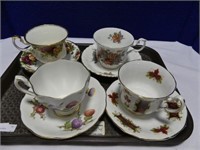 4 FLORAL CUPS/SAUCERS
