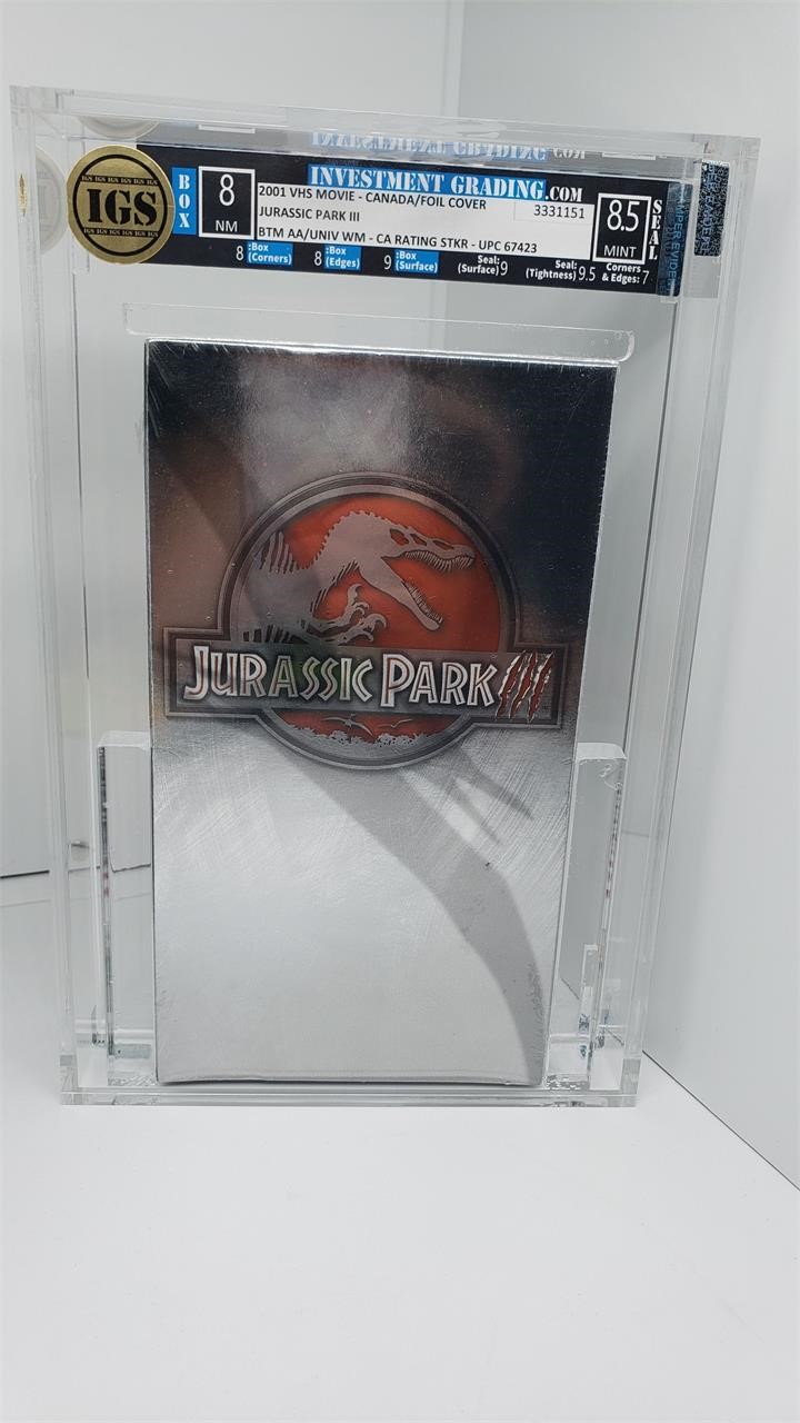 IGS 8/8.5 Jurassic Park 3 VHS slab graded