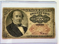 RARE US 25 CENTS FRACTIONAL CURRENCY BANKNOTE BILL