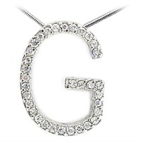 Round .99ct White Sapphire ' G ' Letter Pendant