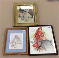 3 framed prints-girls and women