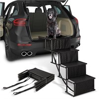 Extra Wide Dog Car Ramp - Foldable Stairs for