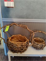 Wood baskets; 2 items.