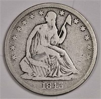 1843 o Liberty Seated Half Dollar