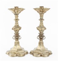 Pair of Victorian Silverplate Candlesticks, 19C