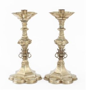 Pair of Victorian Silverplate Candlesticks, 19C