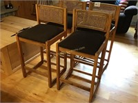 Nice Padded Oak Counter high Cane back Chairs
