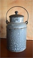 Nice Enameled Ware Milk Pail w/ Cover