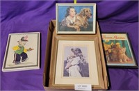 4 VTG. CAT & DOG THEME ART PRINTS