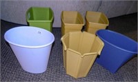 Plastic Trash Can Assortment; (6);