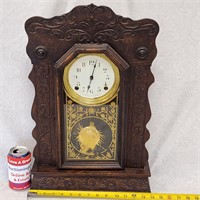 Antique Hand Carved Gingerbread Mantle Clock