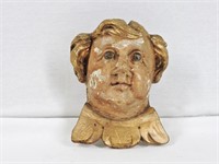 Antique Church Salvage Wood Carved Putto