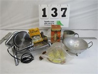 Lot of Kitchen Items - Rival Food Slicer,