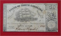 1862 State of North Carolina 50 Cent Fractional