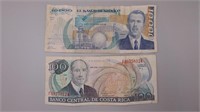 Various Mexico And Costa Rica Bank Notes