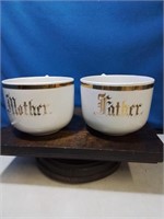 Mother and father large coffee or soup mugs
