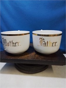 Mother and father large coffee or soup mugs
