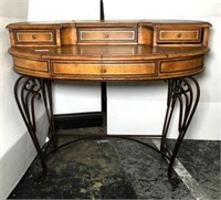 Demilune Desk with Scrolled Metal Base