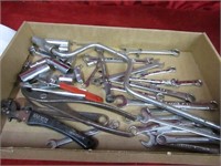 Flat of misc. wrenches/tools.