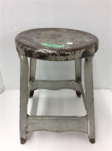 vintage metal shop stool, 14 in. tall