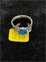 Sterling Blue Crab Ring