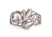 Danish Sterling Silver Floriform Bangle Bracelet