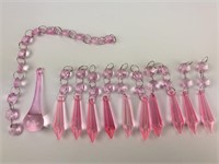 Vintage Pink Glass chandelier Crystals