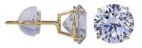 14k Gold Round .92ct White Topaz Stud Earrings