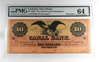 1860S $10 LOUISIANA, NEW ORLEANS PMG 64