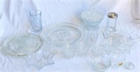Clear Glass Lot Bowls Cake Platter Mugs Etc