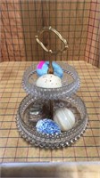 Glass server and5 marble eggs