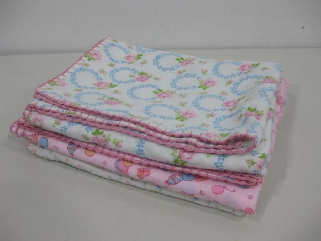 Three Baby Blankets Largest 35"x 46"