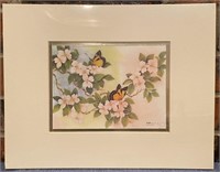 Cherry Blossom and Butterfly Print by Johnny Lung