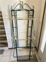 Green and gold metal Bakers rack 68” x 27”
