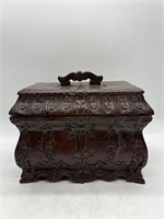 Vintage Victorian Carved Wood Tea Caddy