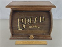 Vintage Wooden Roll Top Bread Box 18" L