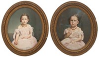 Pr. Oval Pastel Portraits of Young Girls