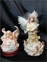 Vintage Porcelain Angel set of plug in light up
