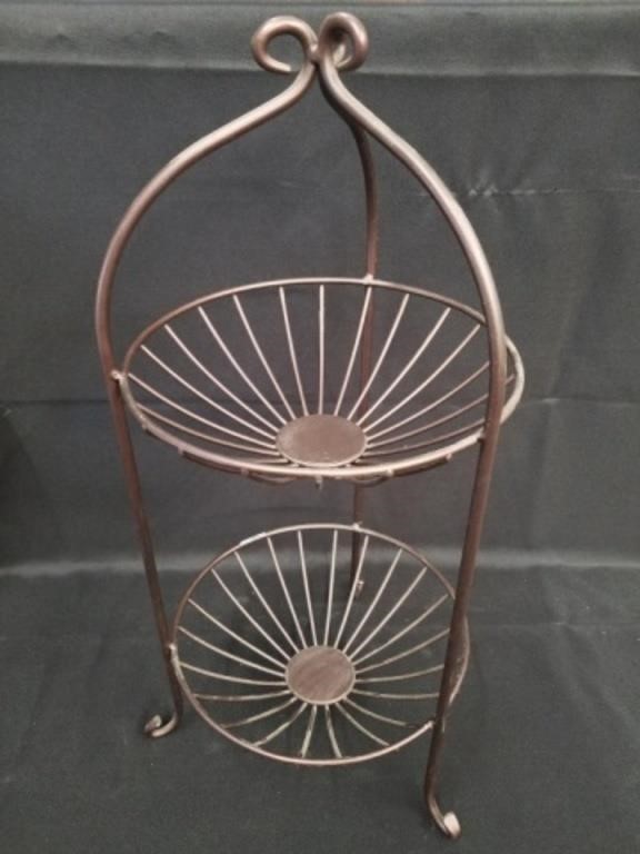 Metal Antique Bronze Fruit/Produce Basket Stand,