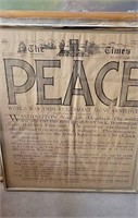 Framed 1918 Peace  Newspaper