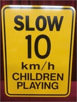 Children Playing Metal Sign