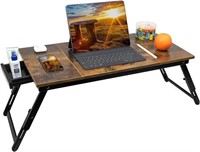Bamboo Laptop Desk Bed Tray Table Adjustable Table