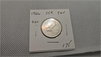 1-1966 UNC 25 CENT COIN
