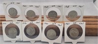 8 SILVER 25 CENT