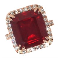 14k Gold 15.45 ct Radiant Ruby & Diamond Ring