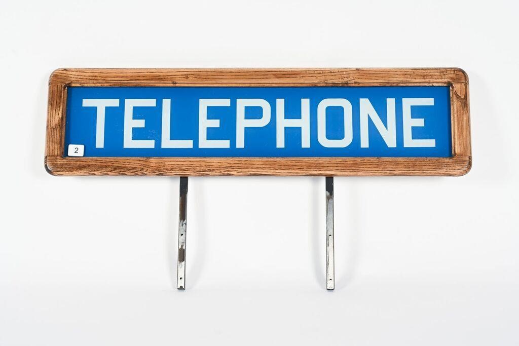 FRAMED GLASS TELEPHONE SIGN